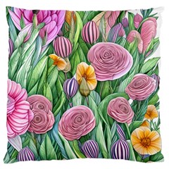 Delicate And Dazzling Watercolor Flowers Standard Premium Plush Fleece Cushion Case (one Side) by GardenOfOphir