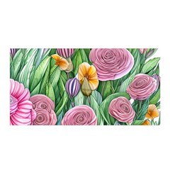 Delicate And Dazzling Watercolor Flowers Satin Wrap 35  X 70  by GardenOfOphir