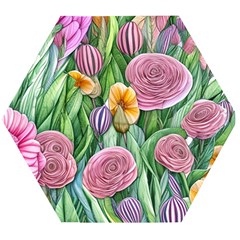 Delicate And Dazzling Watercolor Flowers Wooden Puzzle Hexagon by GardenOfOphir