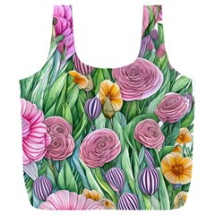 Delicate And Dazzling Watercolor Flowers Full Print Recycle Bag (xxxl) by GardenOfOphir