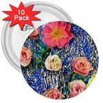 Captivating Watercolor Flowers 3  Buttons (10 pack)  Front