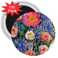 Captivating Watercolor Flowers 3  Magnets (100 Pack) by GardenOfOphir