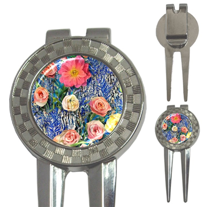 Captivating Watercolor Flowers 3-in-1 Golf Divots