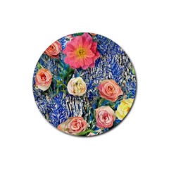 Captivating Watercolor Flowers Rubber Coaster (round) by GardenOfOphir