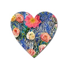 Captivating Watercolor Flowers Heart Magnet by GardenOfOphir