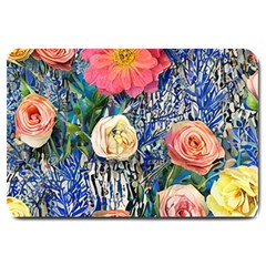 Captivating Watercolor Flowers Large Doormat by GardenOfOphir