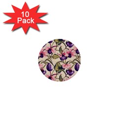 Flowers Pattern Decorative Wallpaper Scrapbooking 1  Mini Buttons (10 Pack)  by Ravend