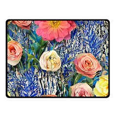 Captivating Watercolor Flowers One Side Fleece Blanket (small) by GardenOfOphir