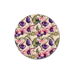 Flowers Pattern Decorative Wallpaper Scrapbooking Magnet 3  (round) by Ravend