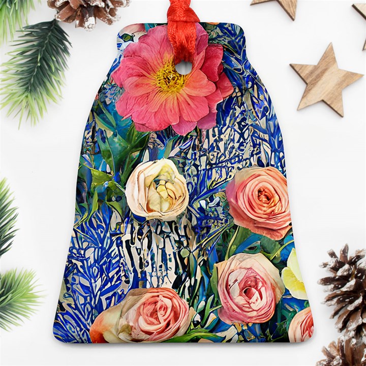 Captivating Watercolor Flowers Bell Ornament (Two Sides)