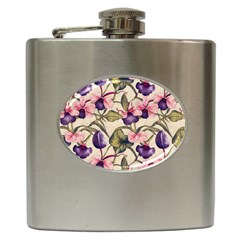 Flowers Pattern Decorative Wallpaper Scrapbooking Hip Flask (6 Oz) by Ravend