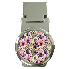 Flowers Pattern Decorative Wallpaper Scrapbooking Money Clip Watches by Ravend