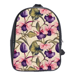 Flowers Pattern Decorative Wallpaper Scrapbooking School Bag (xl) by Ravend