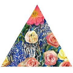 Captivating Watercolor Flowers Wooden Puzzle Triangle by GardenOfOphir