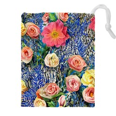 Captivating Watercolor Flowers Drawstring Pouch (4xl) by GardenOfOphir