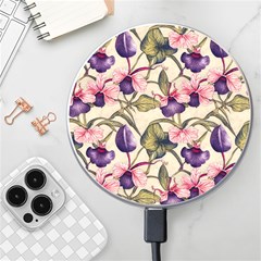 Flowers Pattern Decorative Wallpaper Scrapbooking Wireless Fast Charger(white) by Ravend