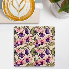 Flowers Pattern Decorative Wallpaper Scrapbooking Uv Print Square Tile Coaster  by Ravend