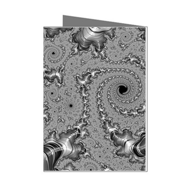 Fractal Background Pattern Texture Abstract Design Silver Mini Greeting Cards (Pkg of 8)