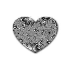 Fractal Background Pattern Texture Abstract Design Silver Rubber Heart Coaster (4 Pack) by Ravend