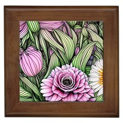 Sumptuous Watercolor Flowers Framed Tile by GardenOfOphir