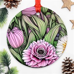 Sumptuous Watercolor Flowers Ornament (round) by GardenOfOphir