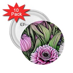 Sumptuous Watercolor Flowers 2 25  Buttons (10 Pack)  by GardenOfOphir