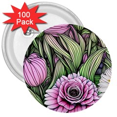 Sumptuous Watercolor Flowers 3  Buttons (100 Pack)  by GardenOfOphir