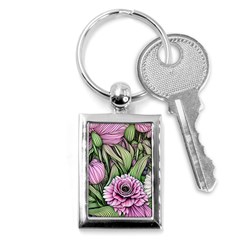 Sumptuous Watercolor Flowers Key Chain (rectangle) by GardenOfOphir