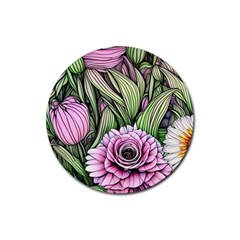 Sumptuous Watercolor Flowers Rubber Coaster (round) by GardenOfOphir