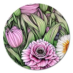 Sumptuous Watercolor Flowers Magnet 5  (round) by GardenOfOphir