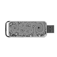 Fractal Background Pattern Texture Abstract Design Silver Portable Usb Flash (one Side) by Ravend