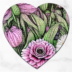 Sumptuous Watercolor Flowers Jigsaw Puzzle (heart) by GardenOfOphir