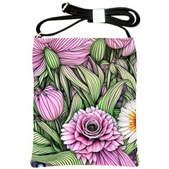 Sumptuous Watercolor Flowers Shoulder Sling Bag by GardenOfOphir