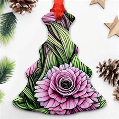 Sumptuous Watercolor Flowers Christmas Tree Ornament (two Sides) by GardenOfOphir