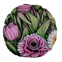 Sumptuous Watercolor Flowers Large 18  Premium Round Cushions by GardenOfOphir