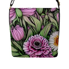 Sumptuous Watercolor Flowers Flap Closure Messenger Bag (l) by GardenOfOphir