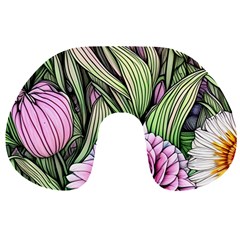 Sumptuous Watercolor Flowers Travel Neck Pillow by GardenOfOphir