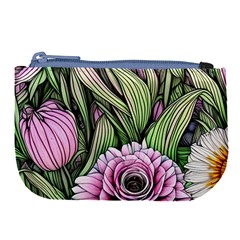 Sumptuous Watercolor Flowers Large Coin Purse