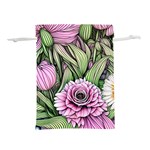 Sumptuous Watercolor Flowers Lightweight Drawstring Pouch (L) Front