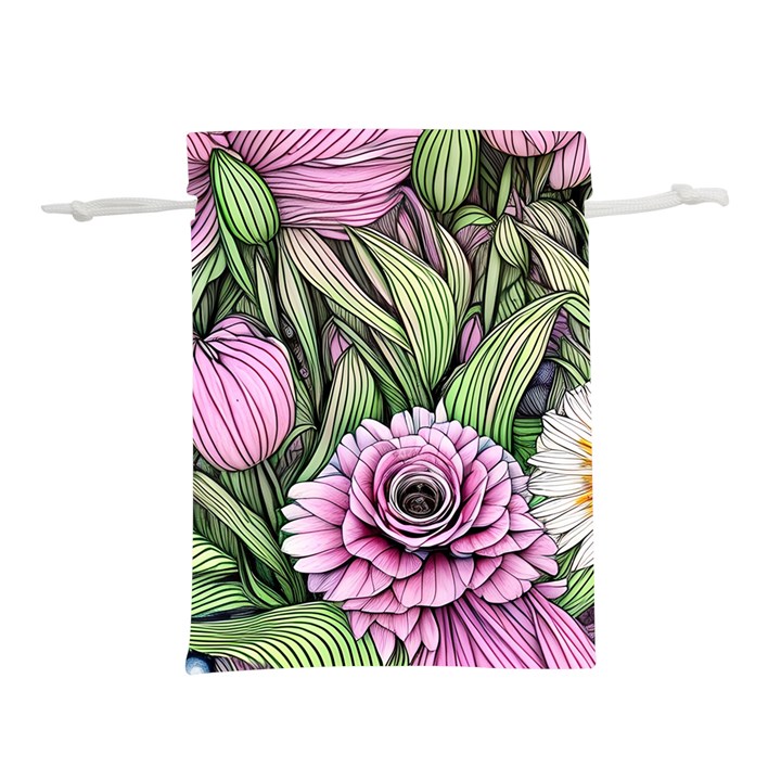 Sumptuous Watercolor Flowers Lightweight Drawstring Pouch (L)