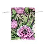 Sumptuous Watercolor Flowers Lightweight Drawstring Pouch (L) Back