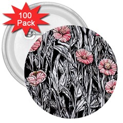 Luxurious Watercolor Flowers 3  Buttons (100 Pack)  by GardenOfOphir