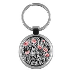 Luxurious Watercolor Flowers Key Chain (round) by GardenOfOphir