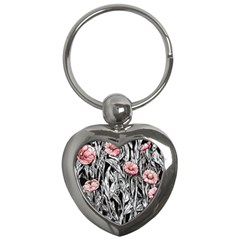 Luxurious Watercolor Flowers Key Chain (heart) by GardenOfOphir