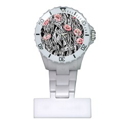 Luxurious Watercolor Flowers Plastic Nurses Watch by GardenOfOphir