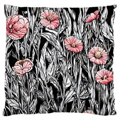 Luxurious Watercolor Flowers Large Premium Plush Fleece Cushion Case (two Sides) by GardenOfOphir