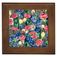 Exquisite Watercolor Flowers Framed Tile by GardenOfOphir