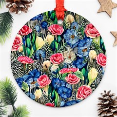 Exquisite Watercolor Flowers Ornament (Round)