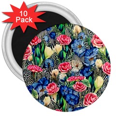 Exquisite Watercolor Flowers 3  Magnets (10 pack) 