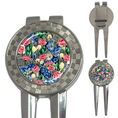 Exquisite Watercolor Flowers 3-in-1 Golf Divots